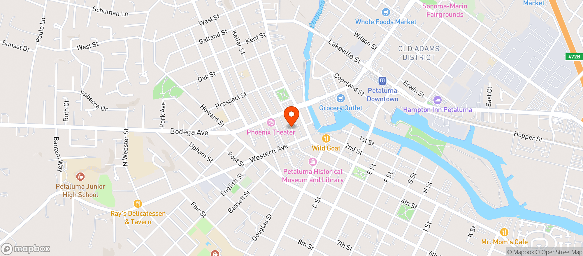Map showing The Hideway