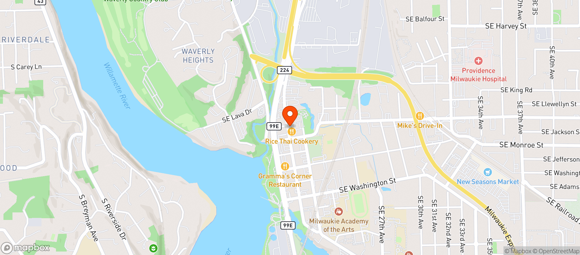 Map showing Beer Store Milwaukie