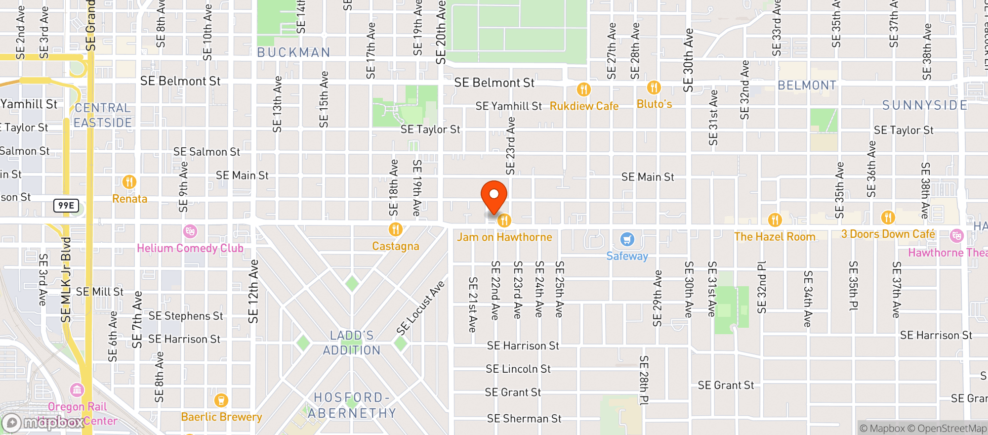 Map showing Hot Lips Pizza