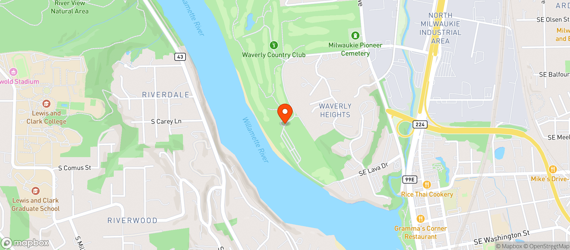Map showing Waverley Country Club