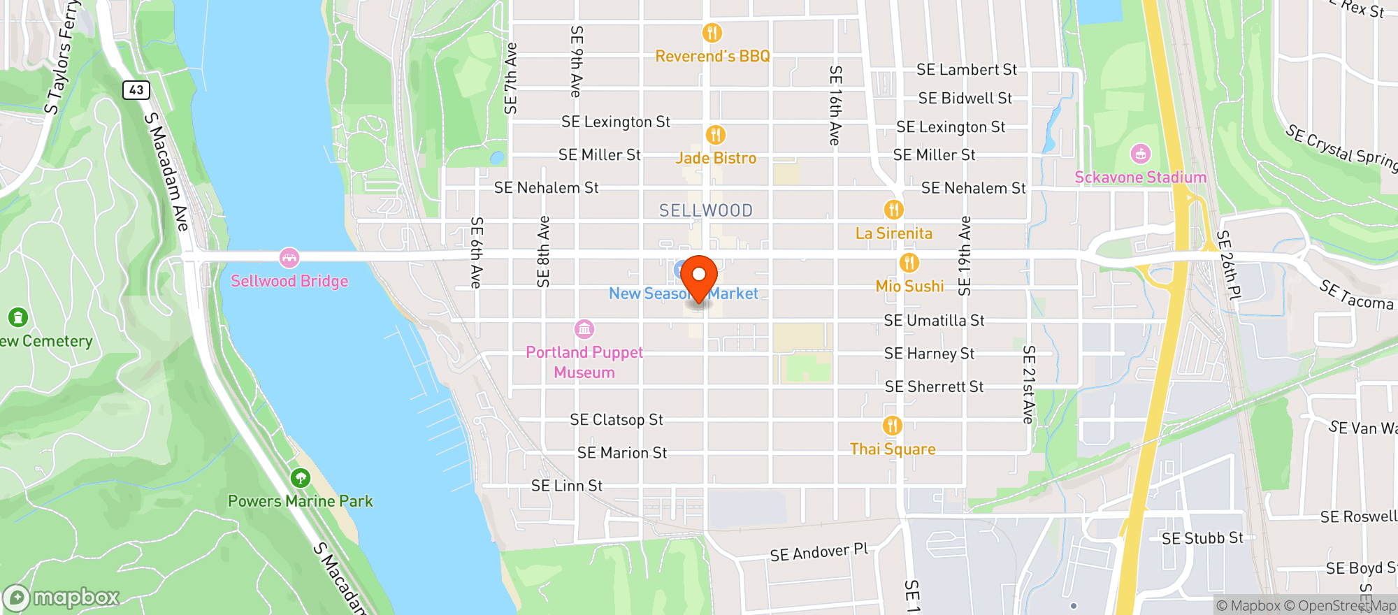 Map showing Sebastiano's