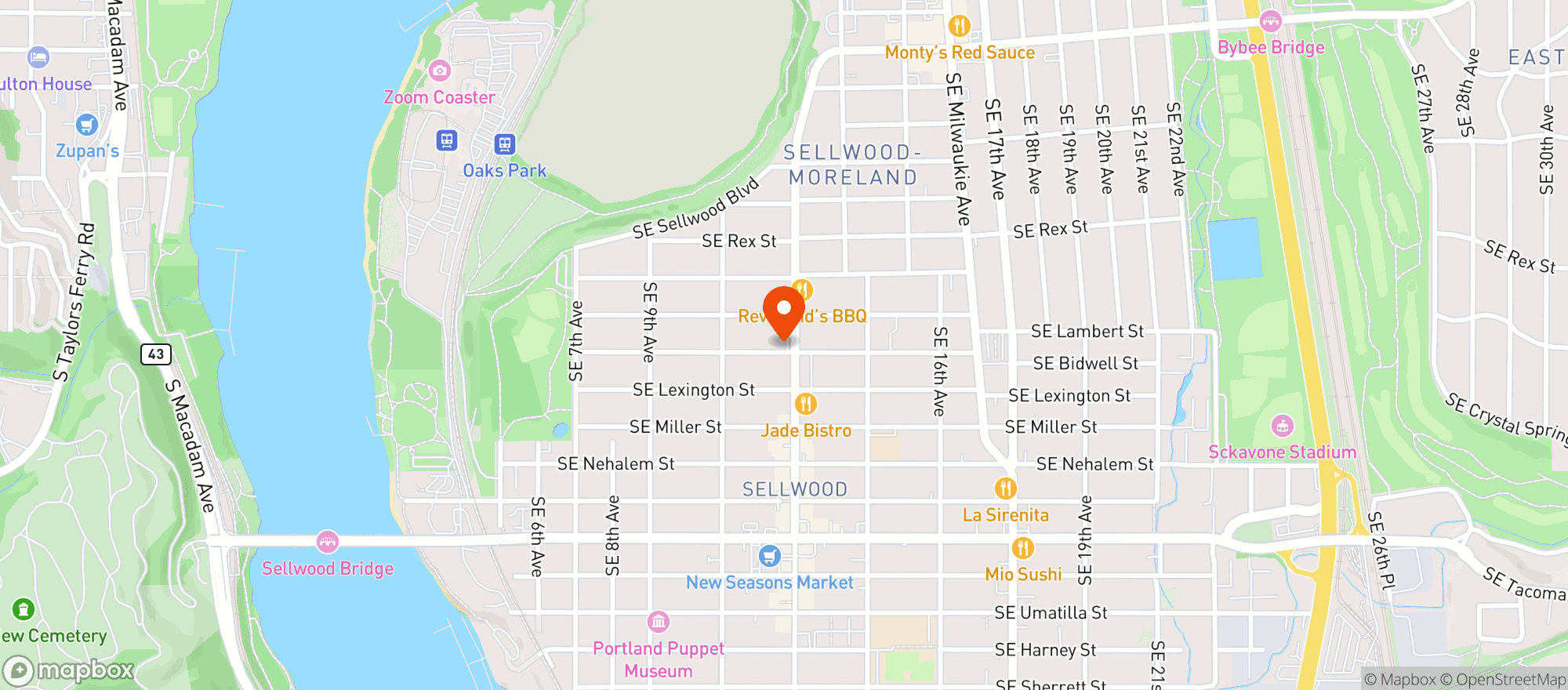 Map showing Sellwood Market