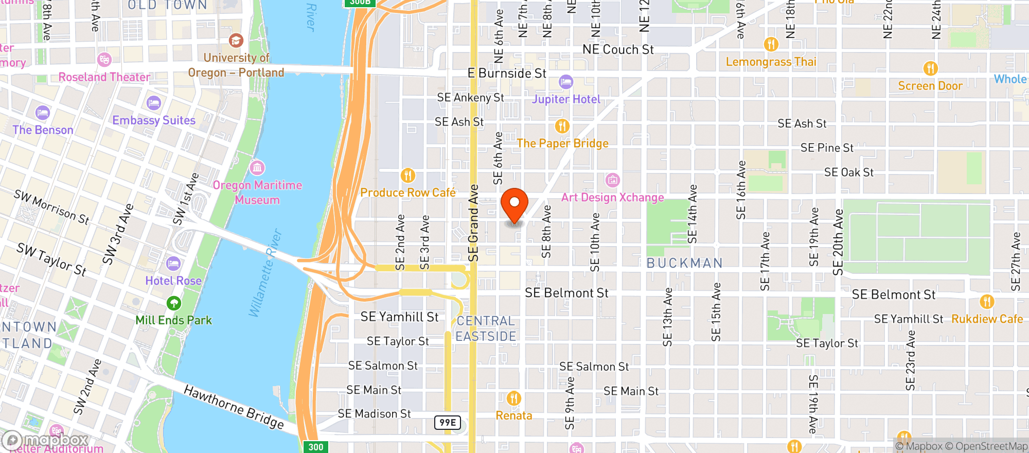 Map showing Cookies - Portland (7th Ave)