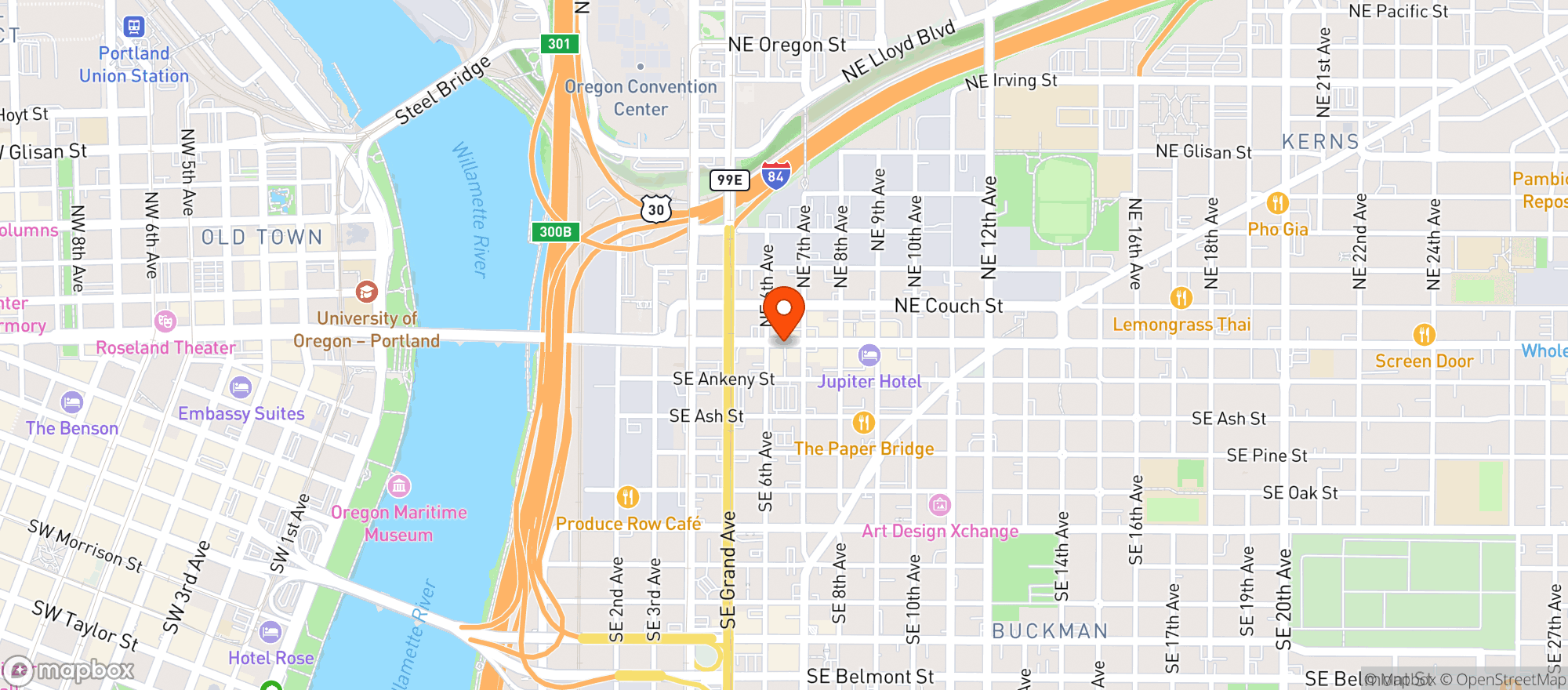 Map showing B Side Tavern