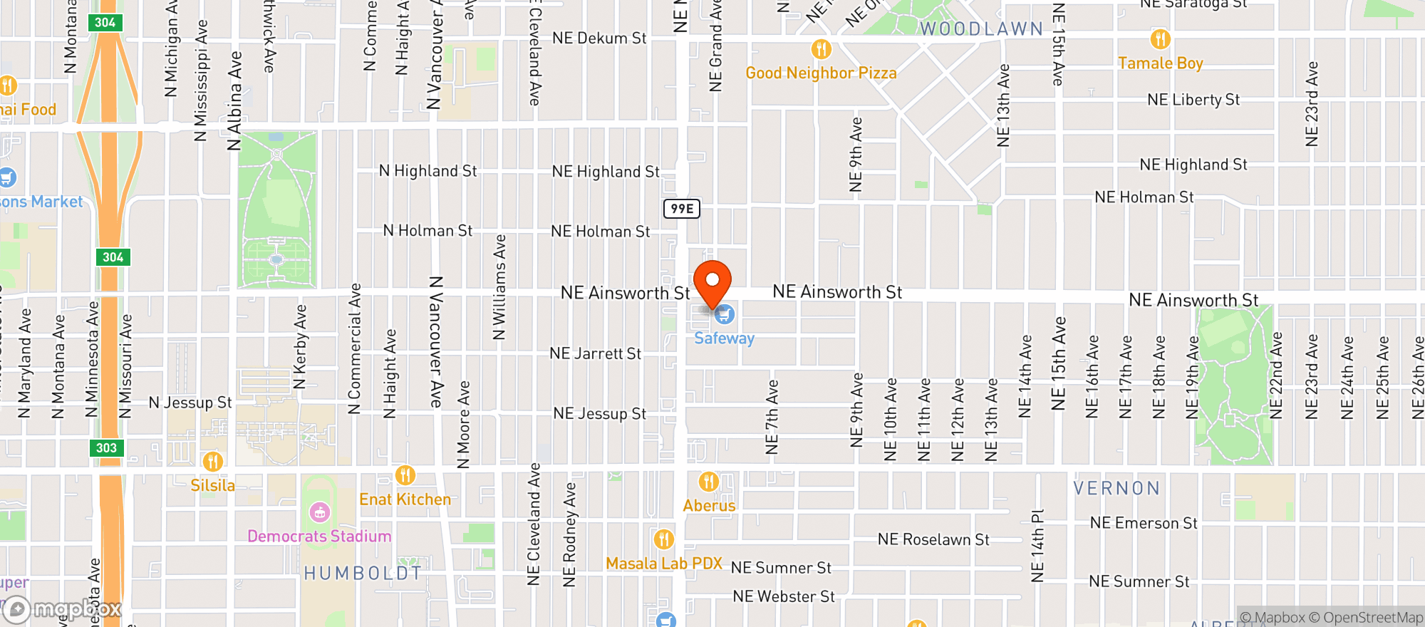 Map showing Safeway #509 Ne Martin