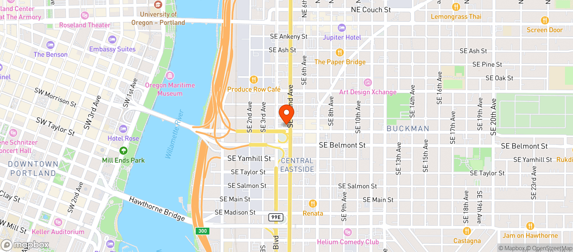 Map showing Swan Dive Portland