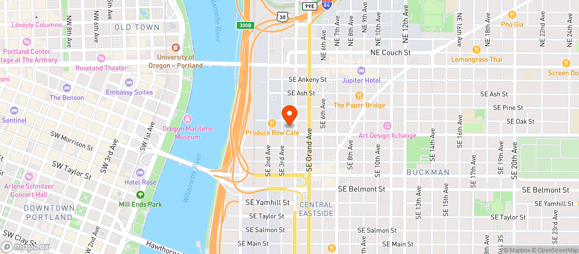 Map showing Sheridan Fruit Company - Portland