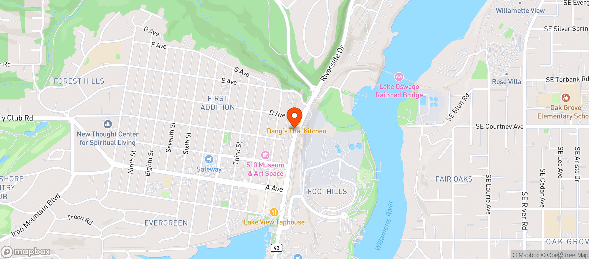 Map showing Lake Oswego Liquor