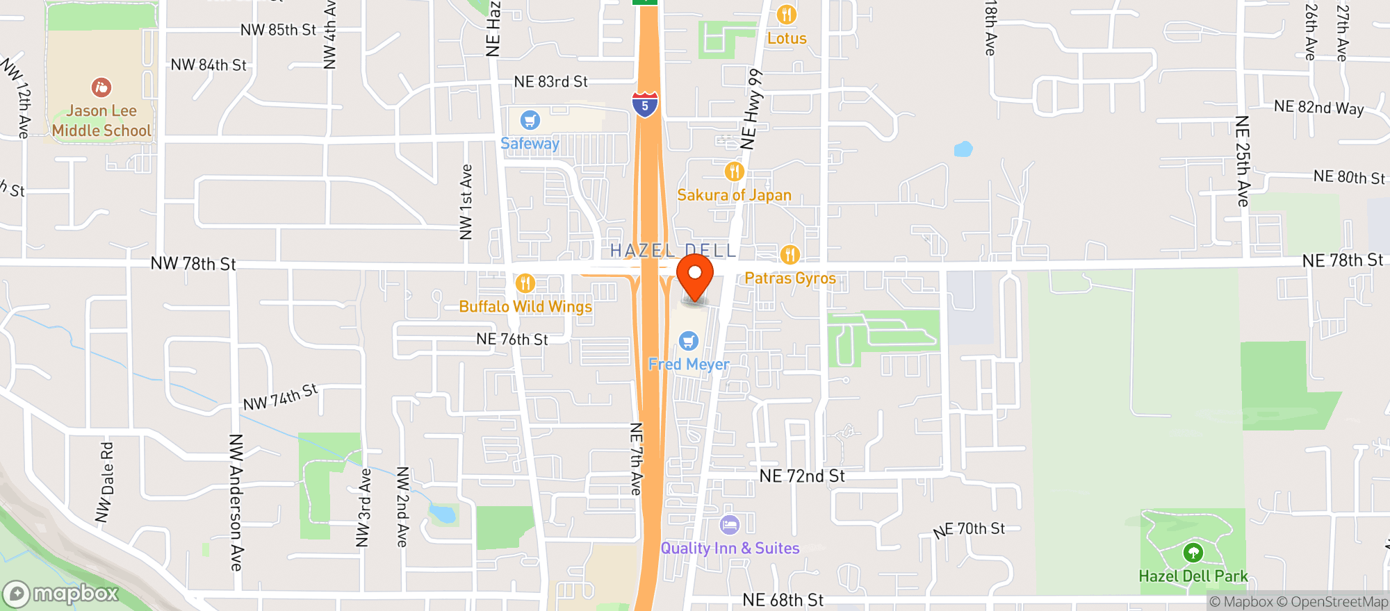 Map showing Fred Meyer