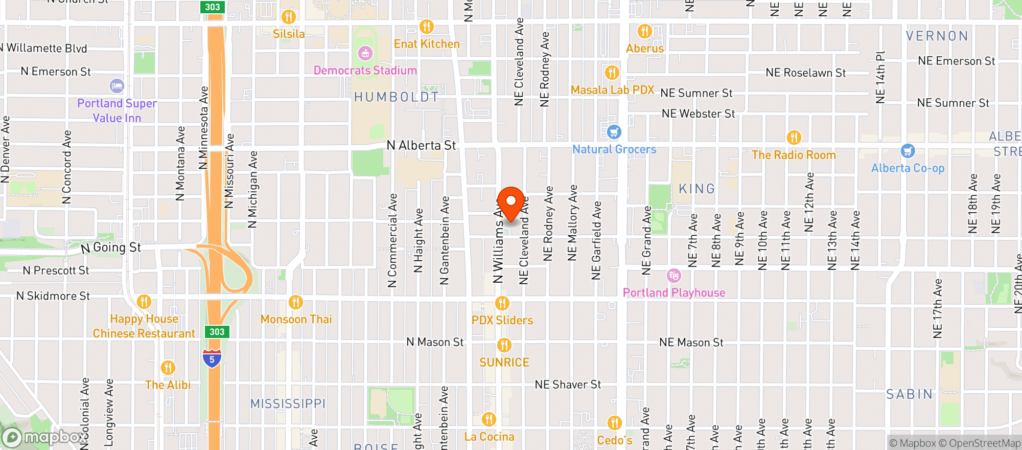 Map showing Going Street Market - Portland