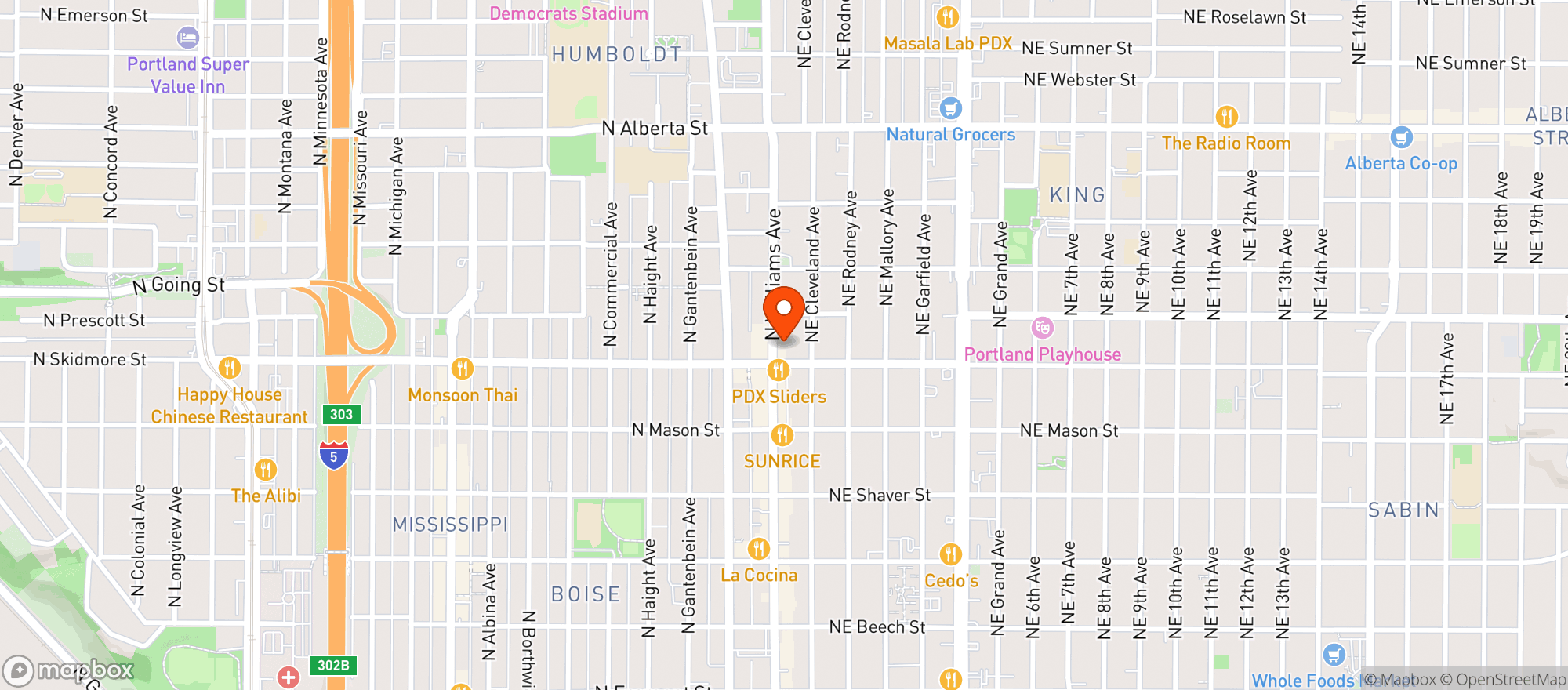 Map showing Bridge City Collective - N. Williams