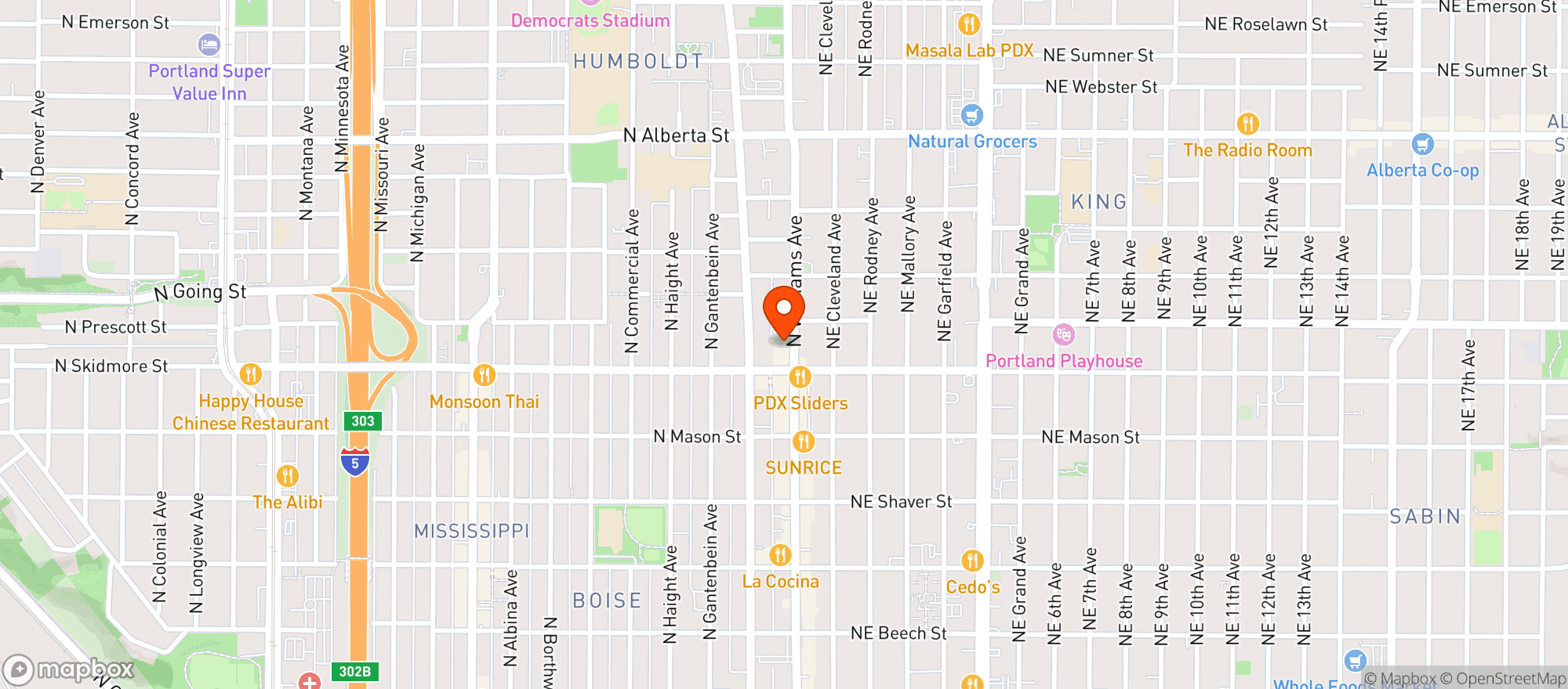 Map showing North by Northeast Liquor