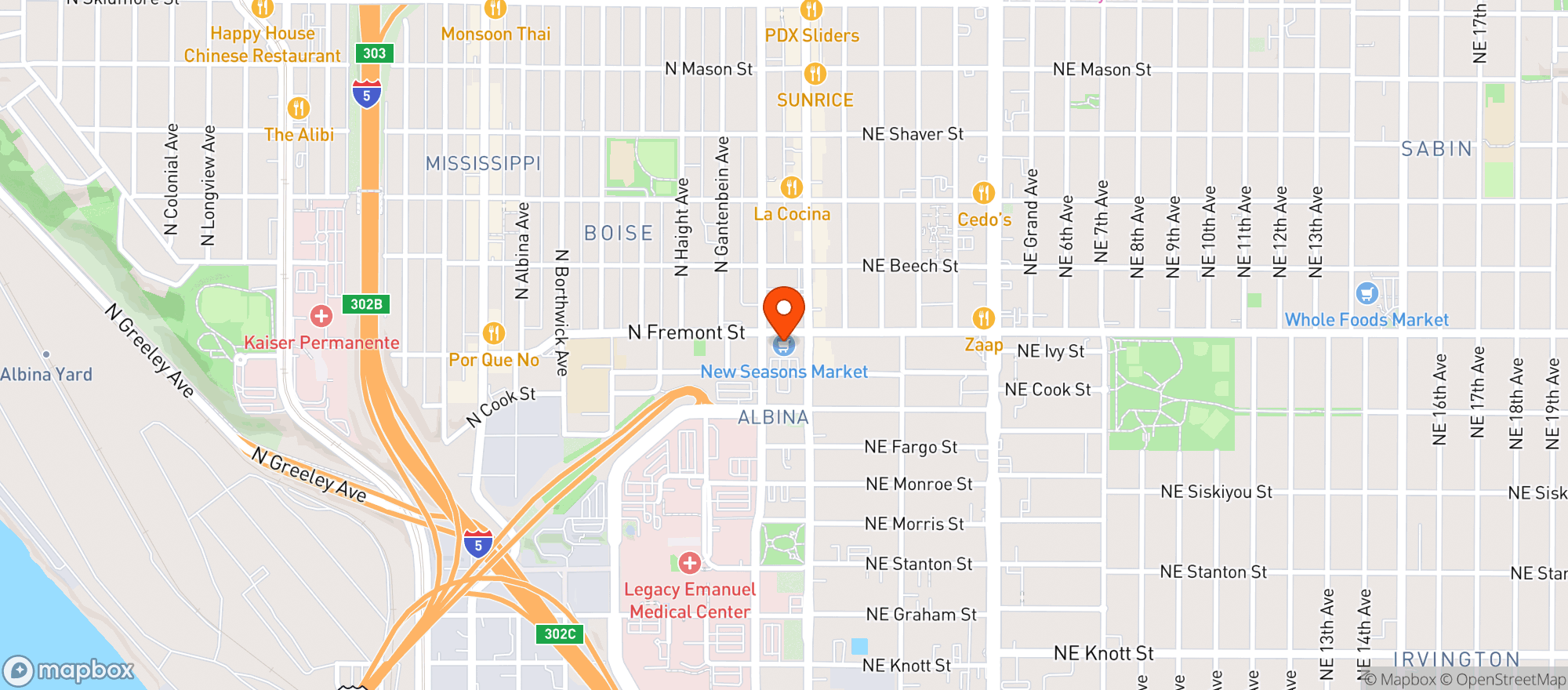 Map showing New Seasons Market