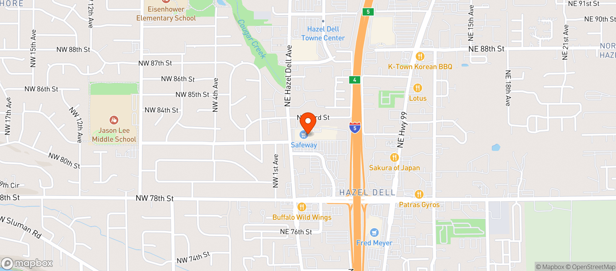 Map showing Safeway #4405 Hazel Dell