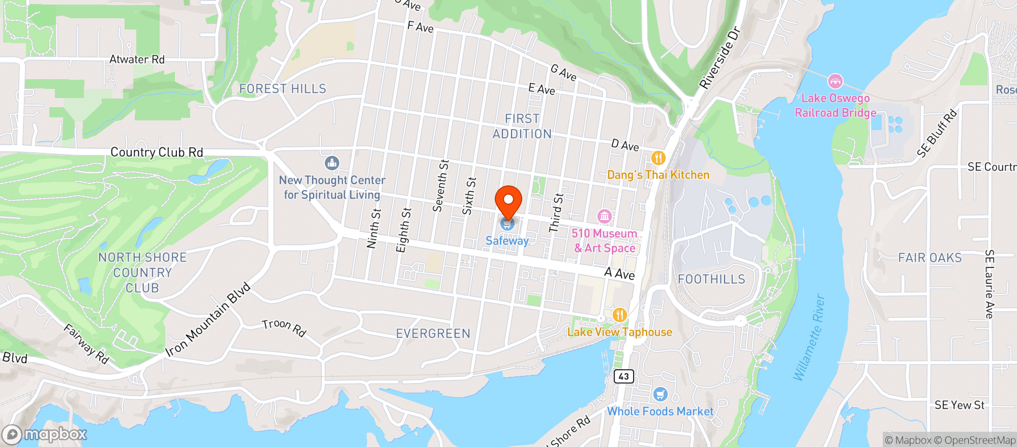 Map showing Safeway #508 Lake Oswego