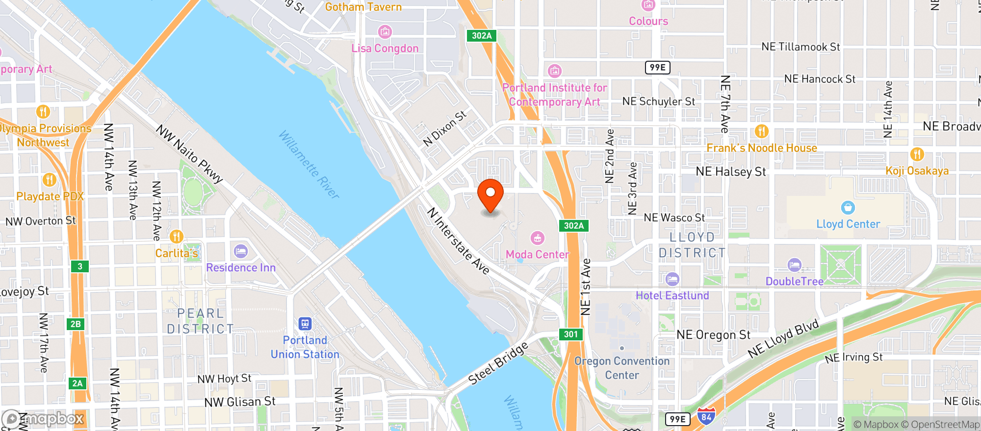 Map showing Veterans Memorial Coliseum