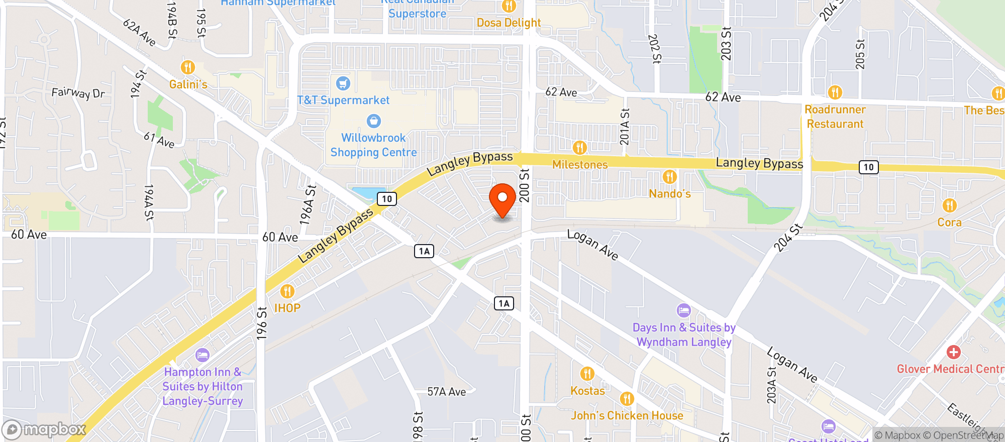 Map showing Natures Fare Langley