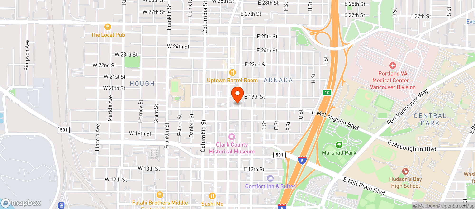 Map showing Pauls Restaurant