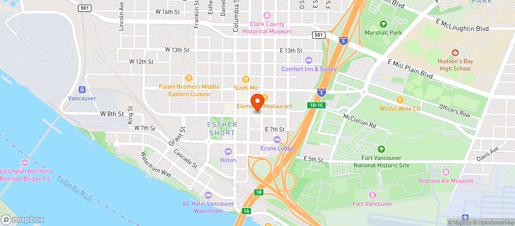 Map showing La Fiesta On Main Cocina