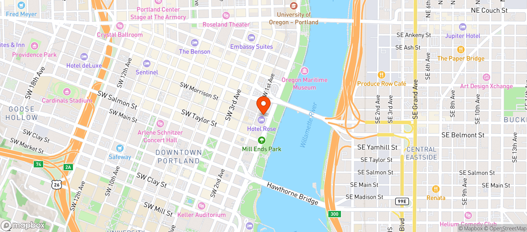 Map showing Hotel Rose
