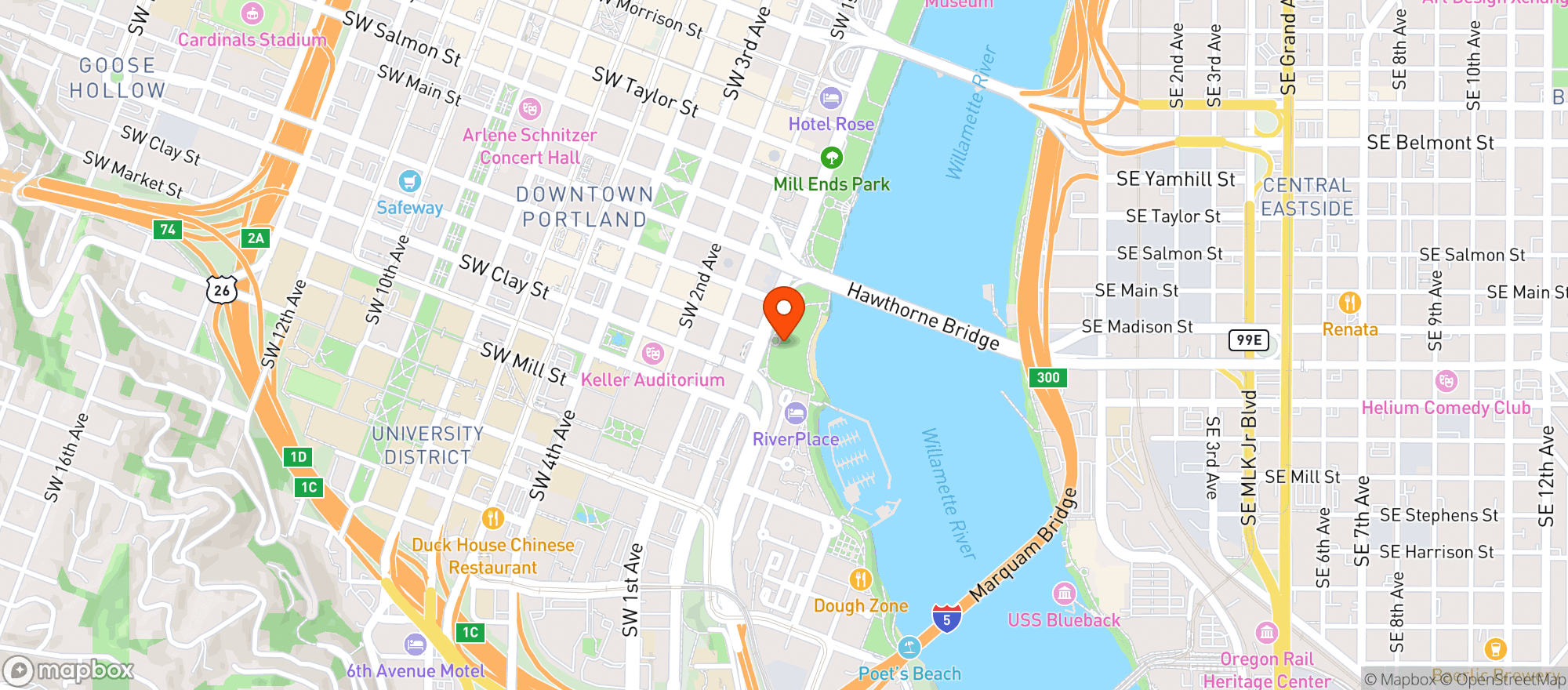 Map showing Waterfront Blues Festival