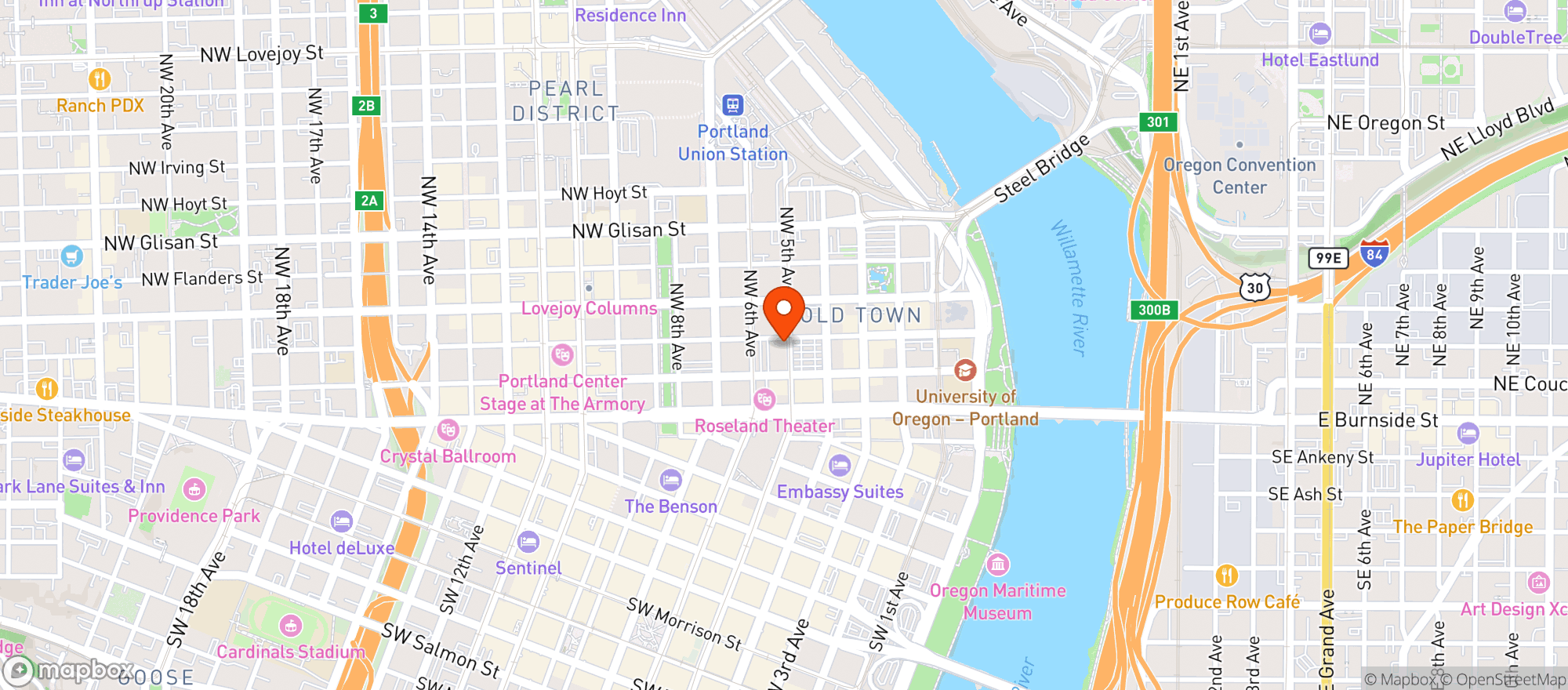 Map showing Elevate Night Club
