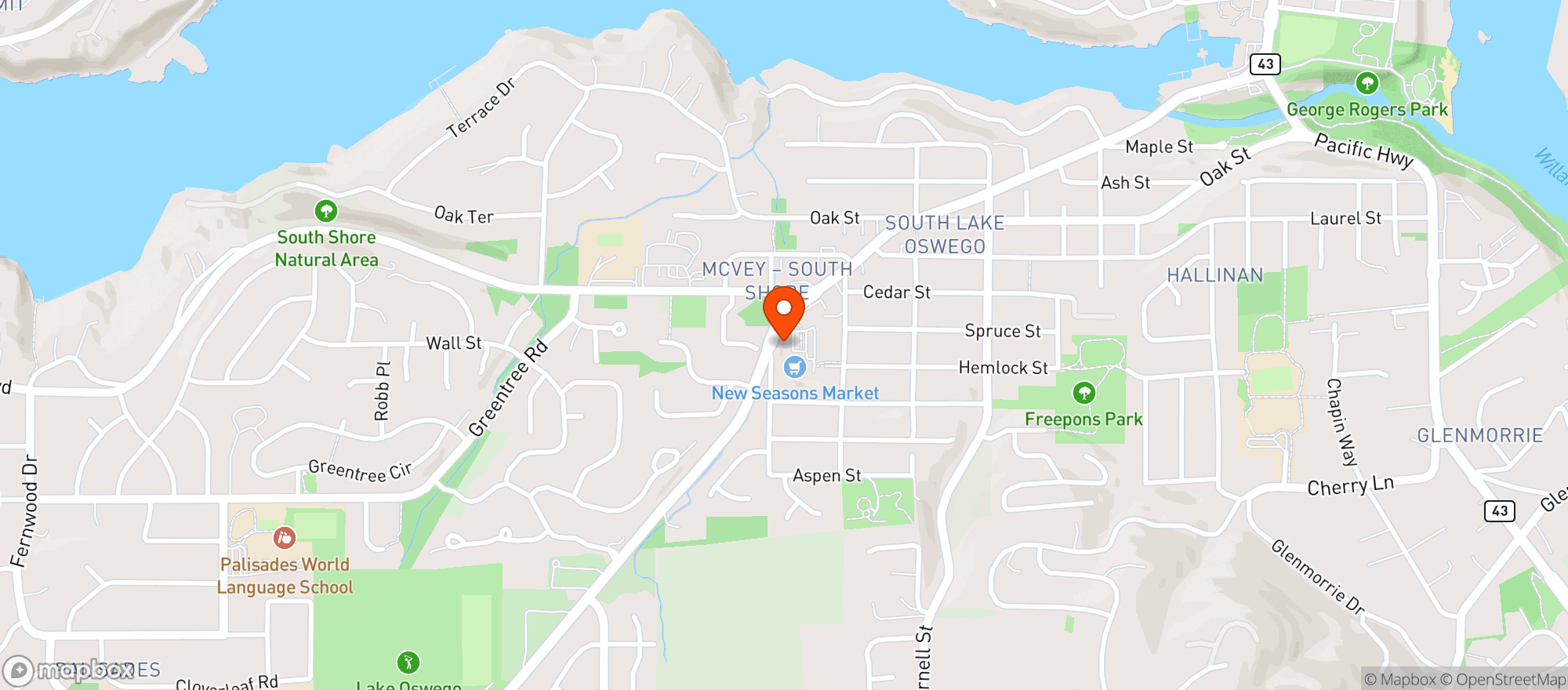 Map showing New Seasons Market - Palisades