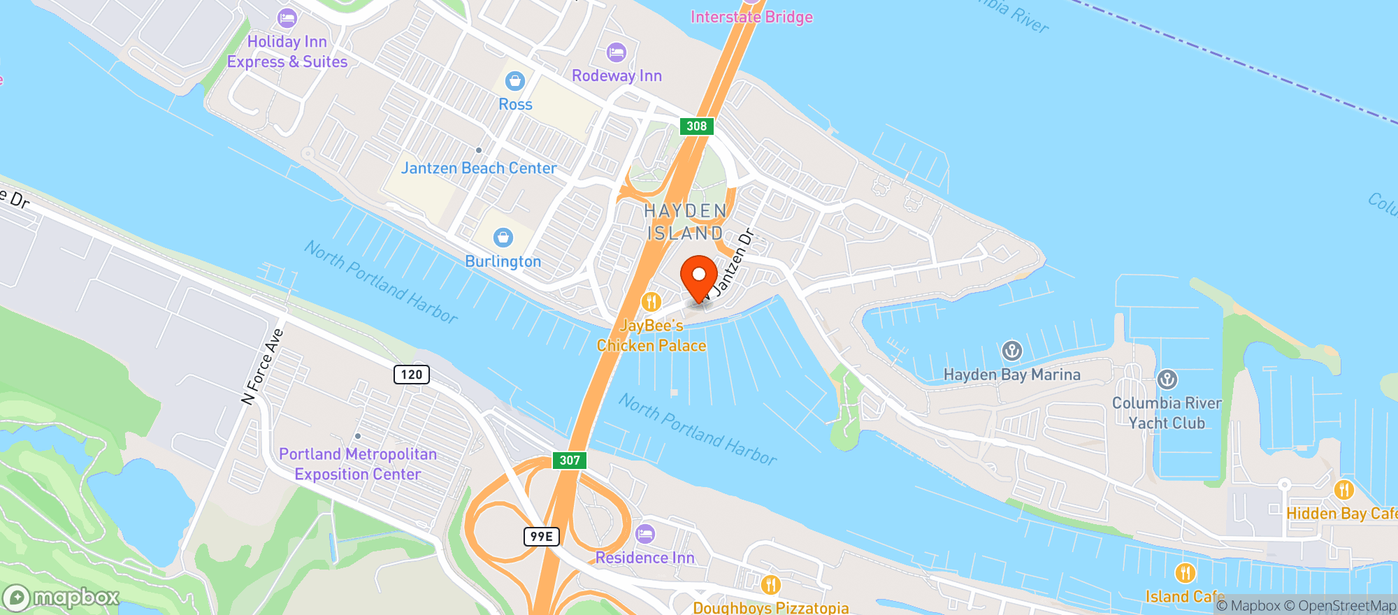 Map showing Jantzen Beach Liquor Store