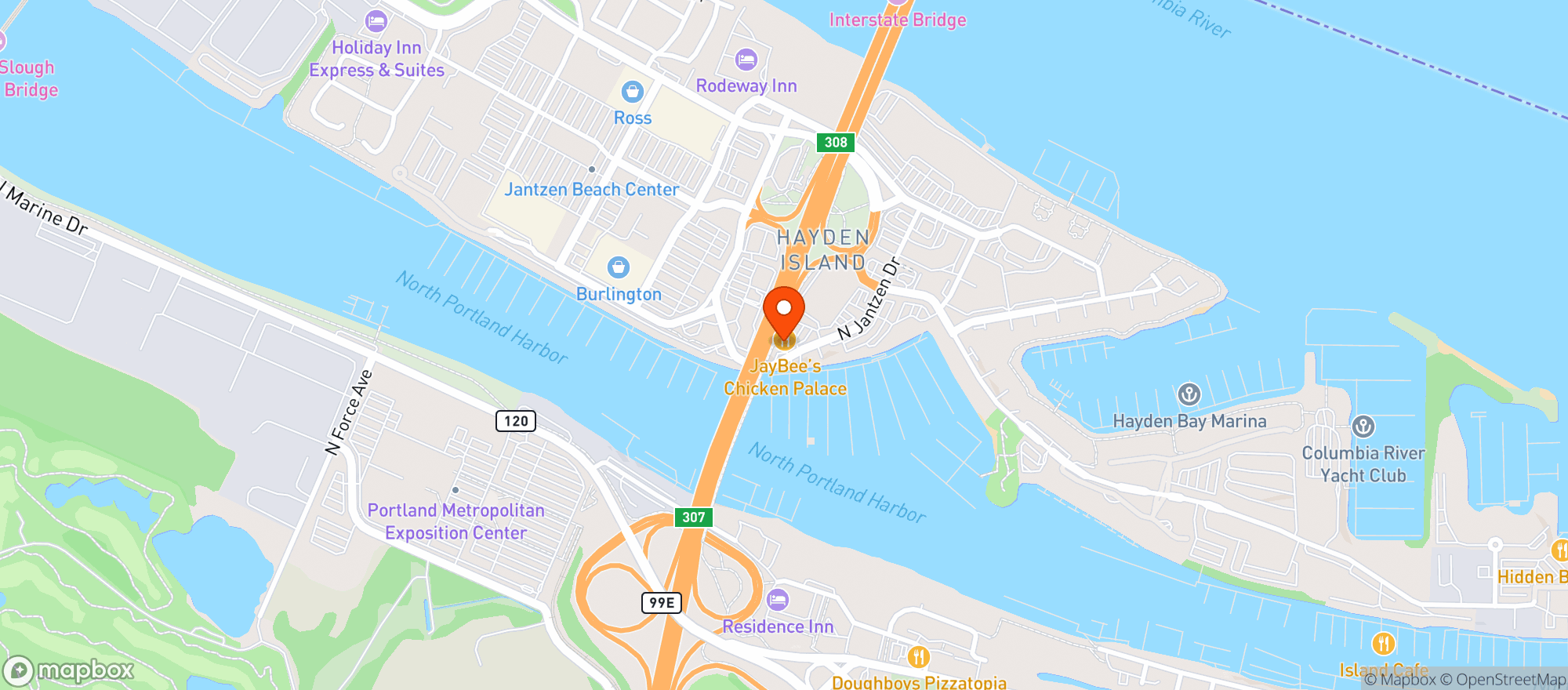 Map showing Owls Nest