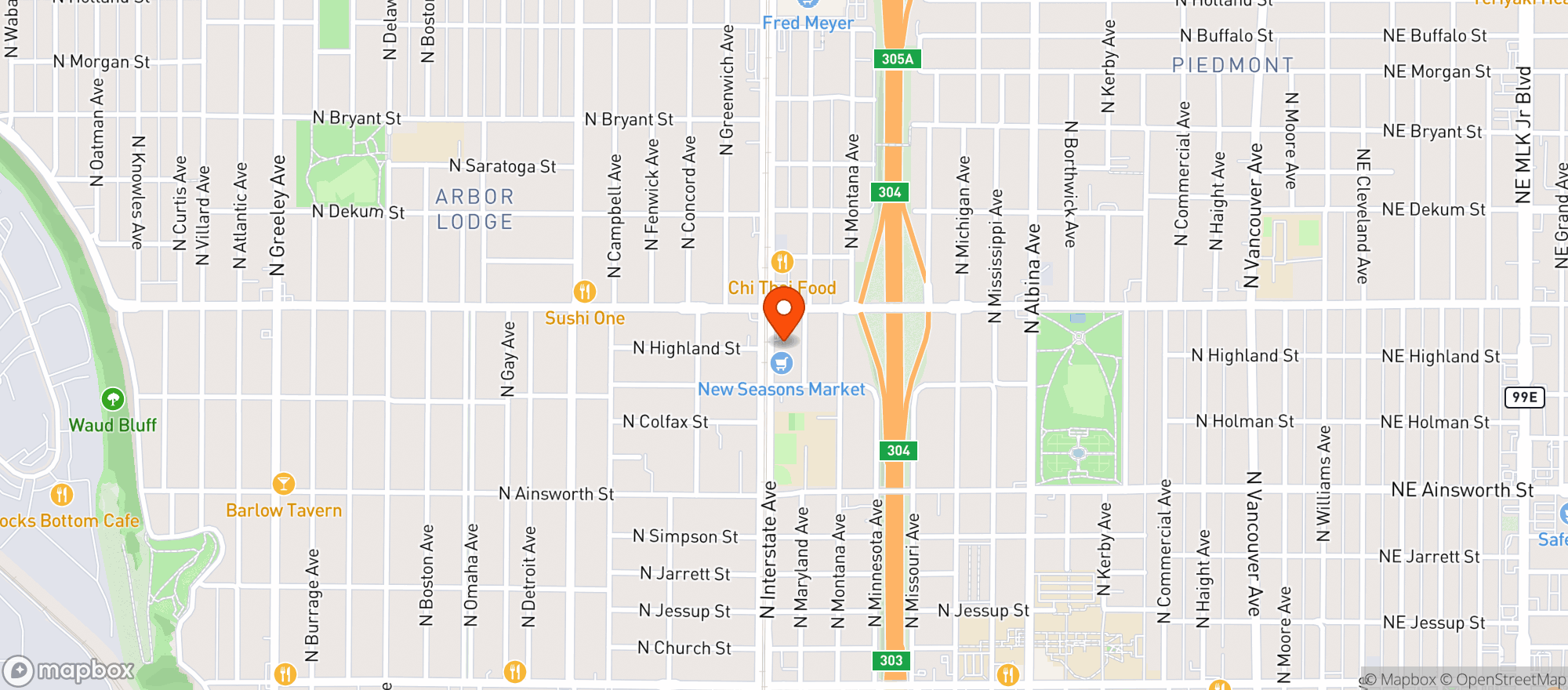 Map showing New Seasons Interstate