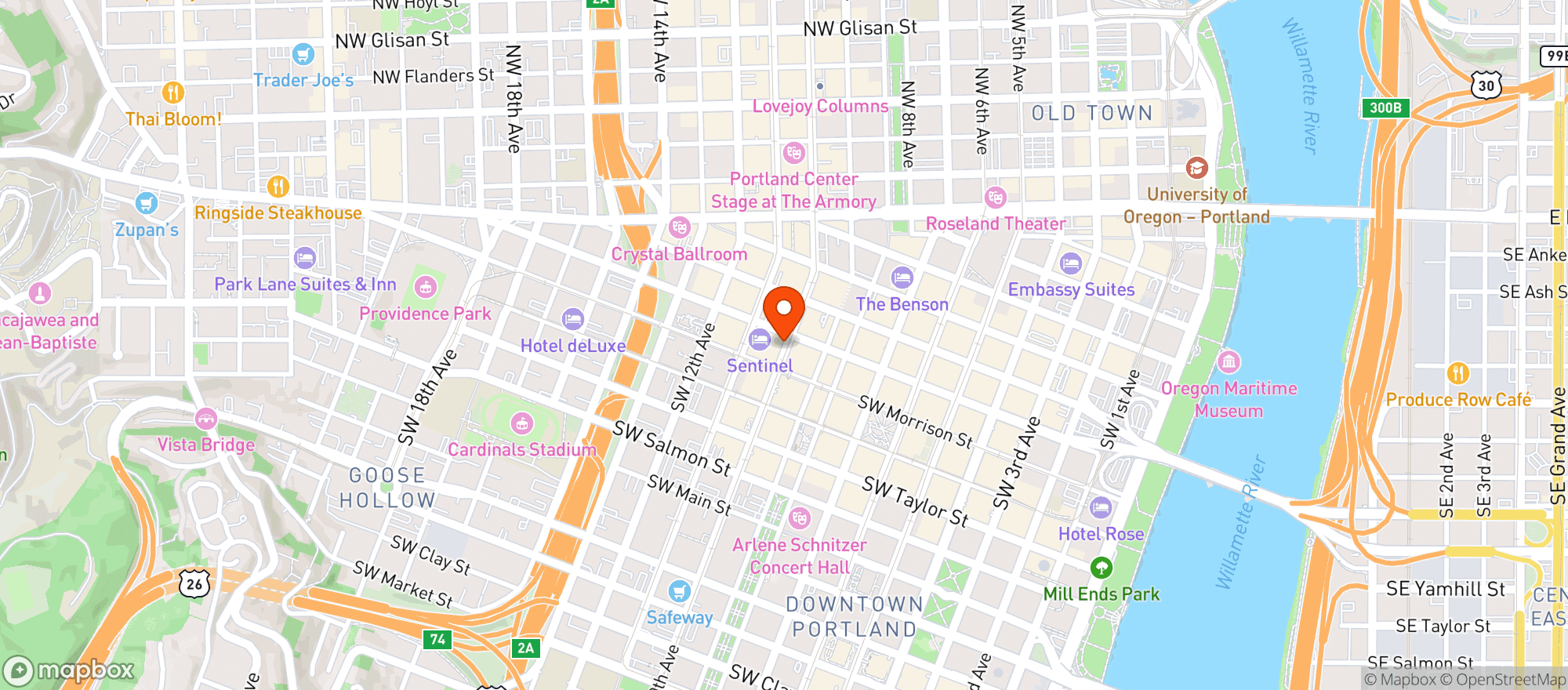 Map showing Jakes Grill