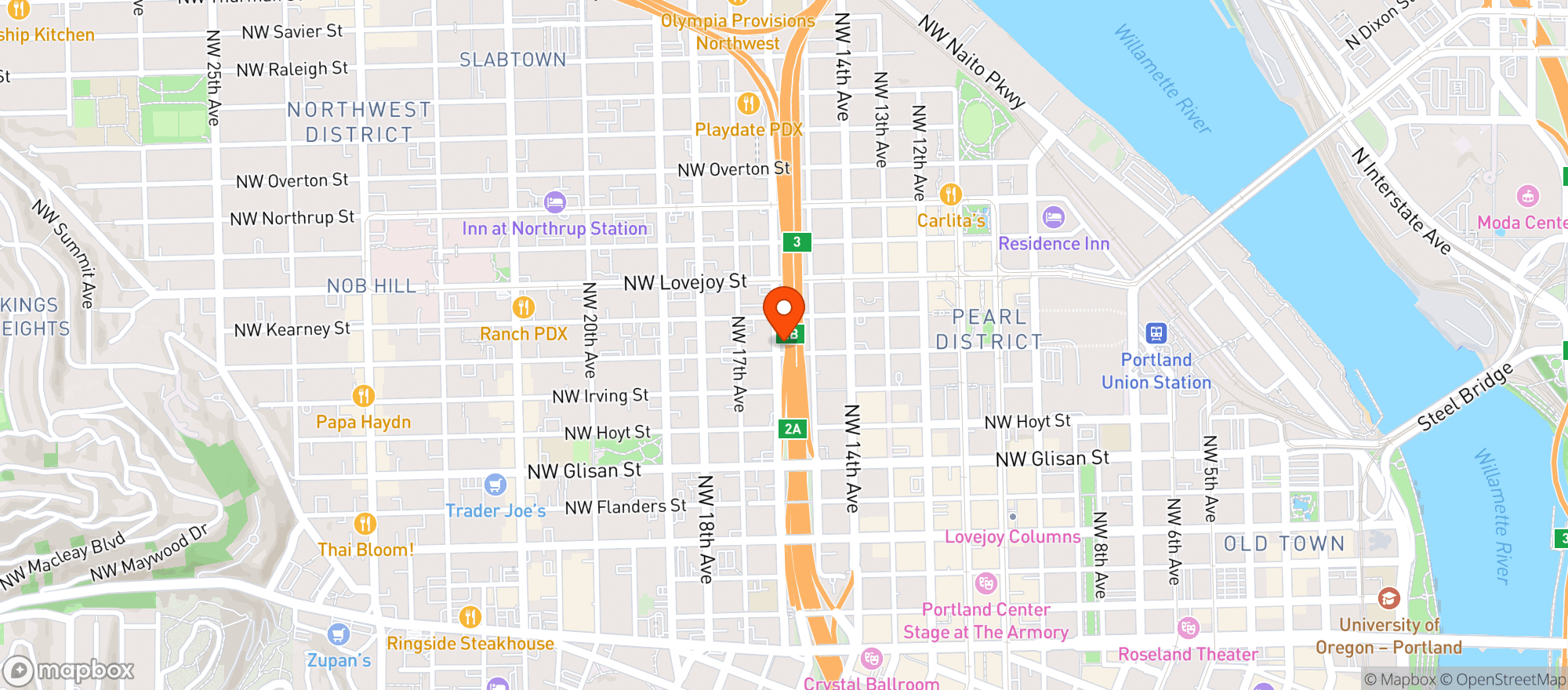 Map showing Downstream - Portland