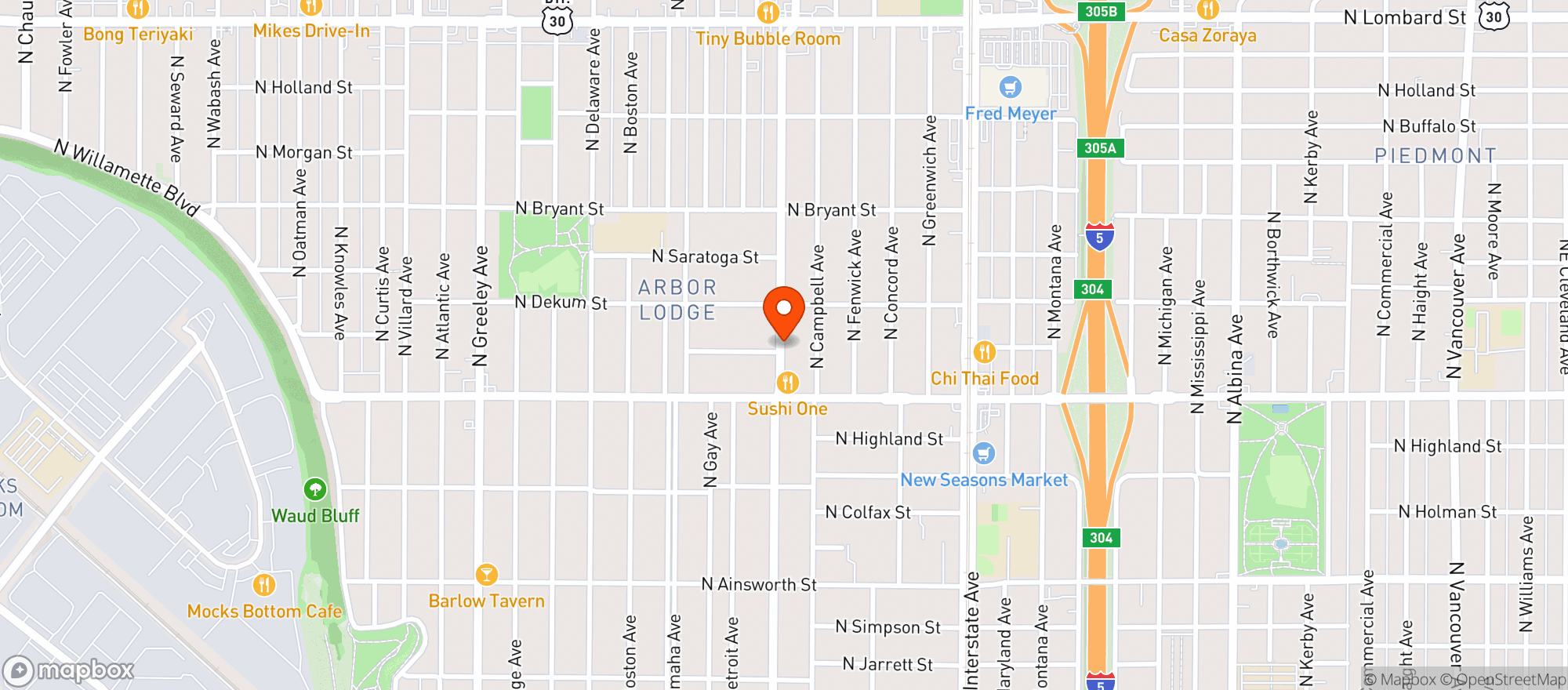 Map showing Evergreen Center Market