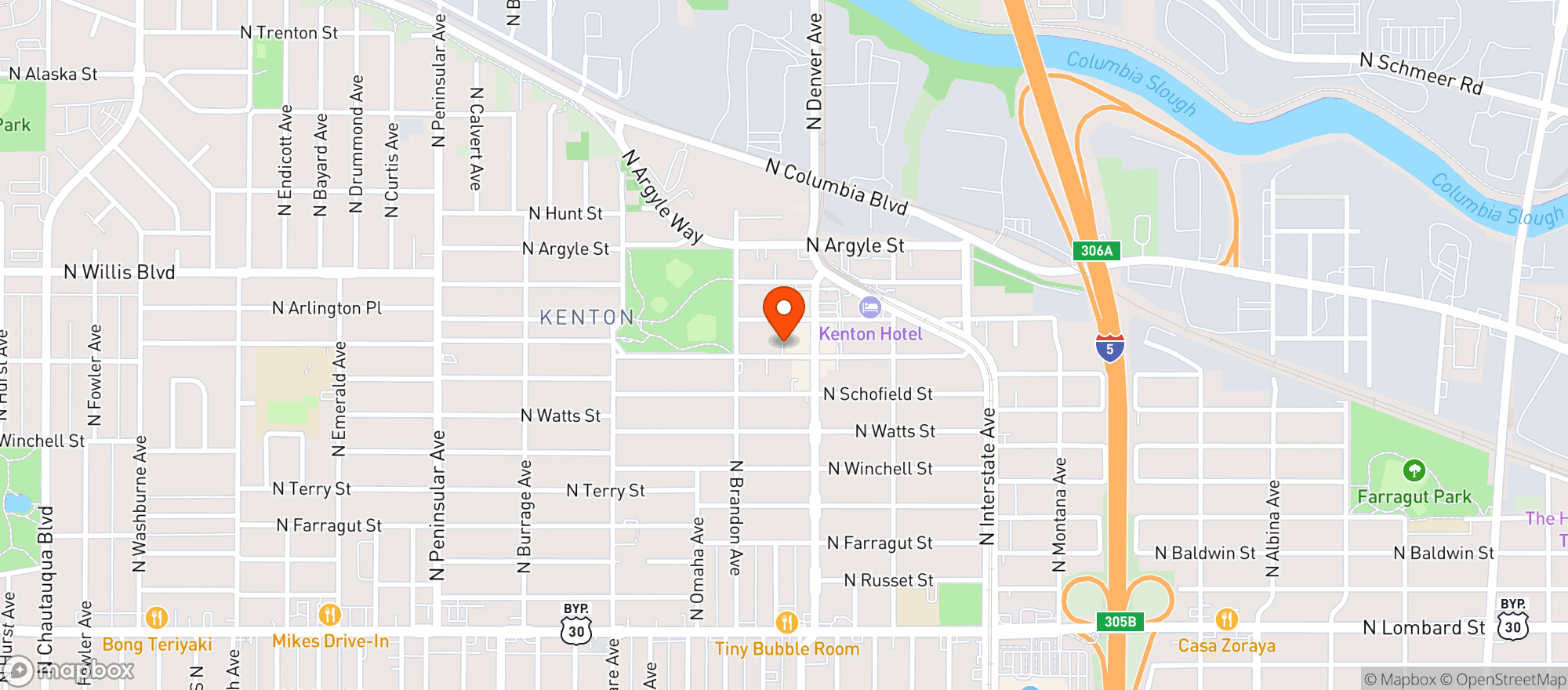 Map showing Kenton Club