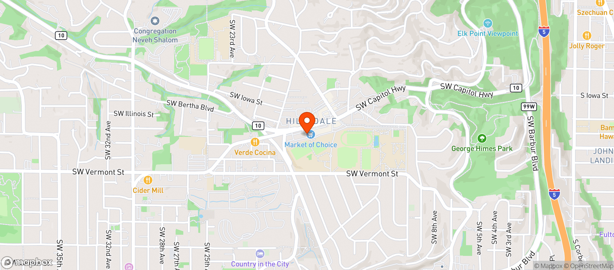 Map showing Basics Market Hillsdale