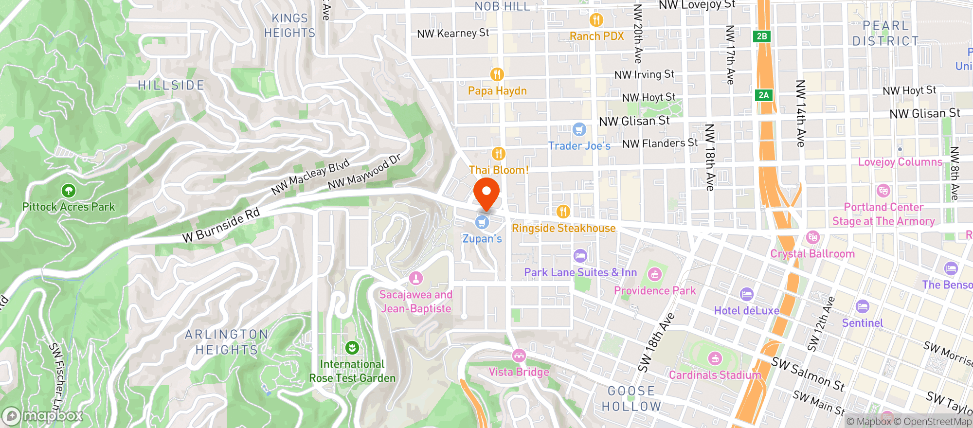 Map showing Zupans Markets