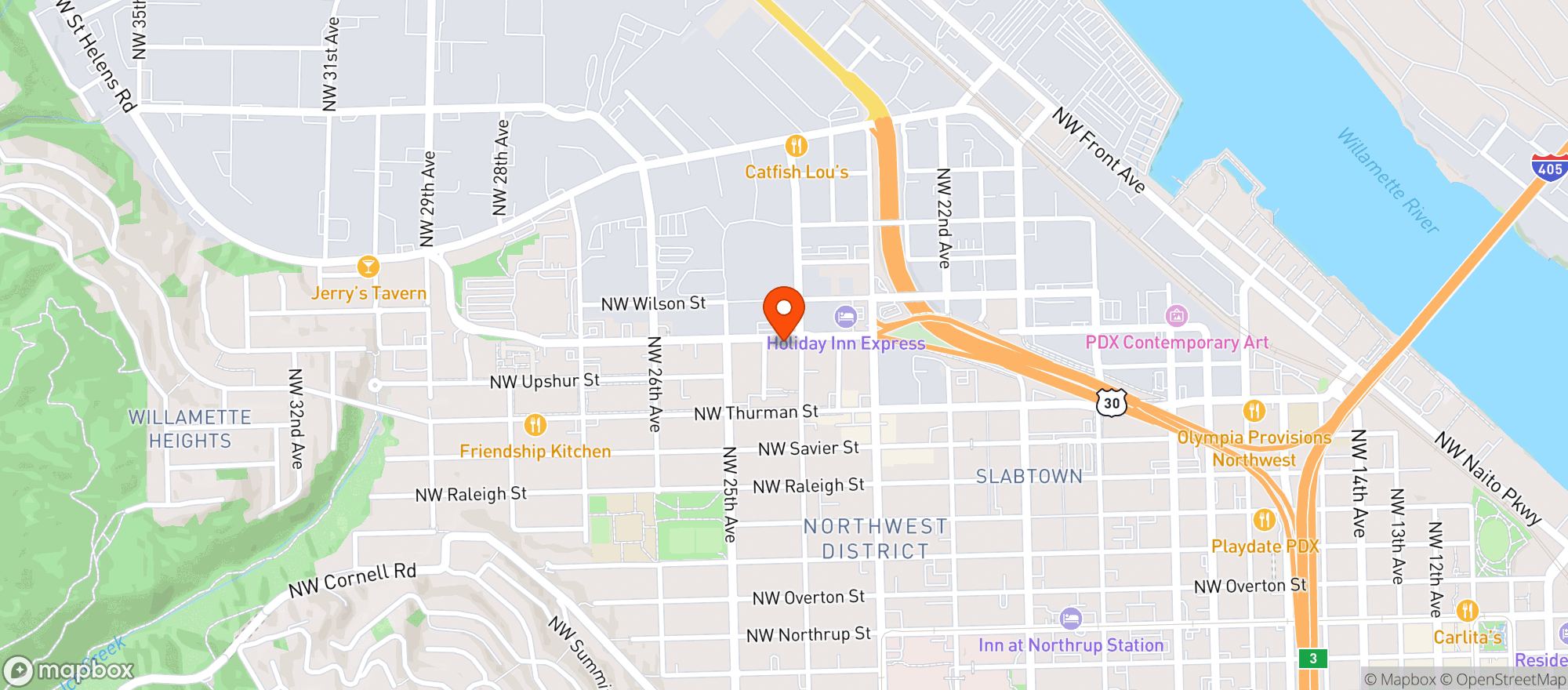 Map showing Silver Cloud Inn