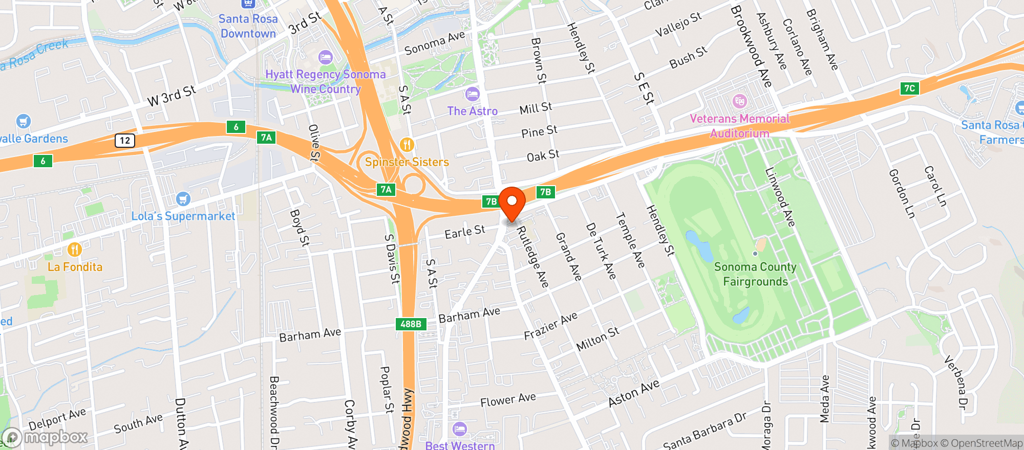 Map showing Mercy Wellness - Santa Rosa