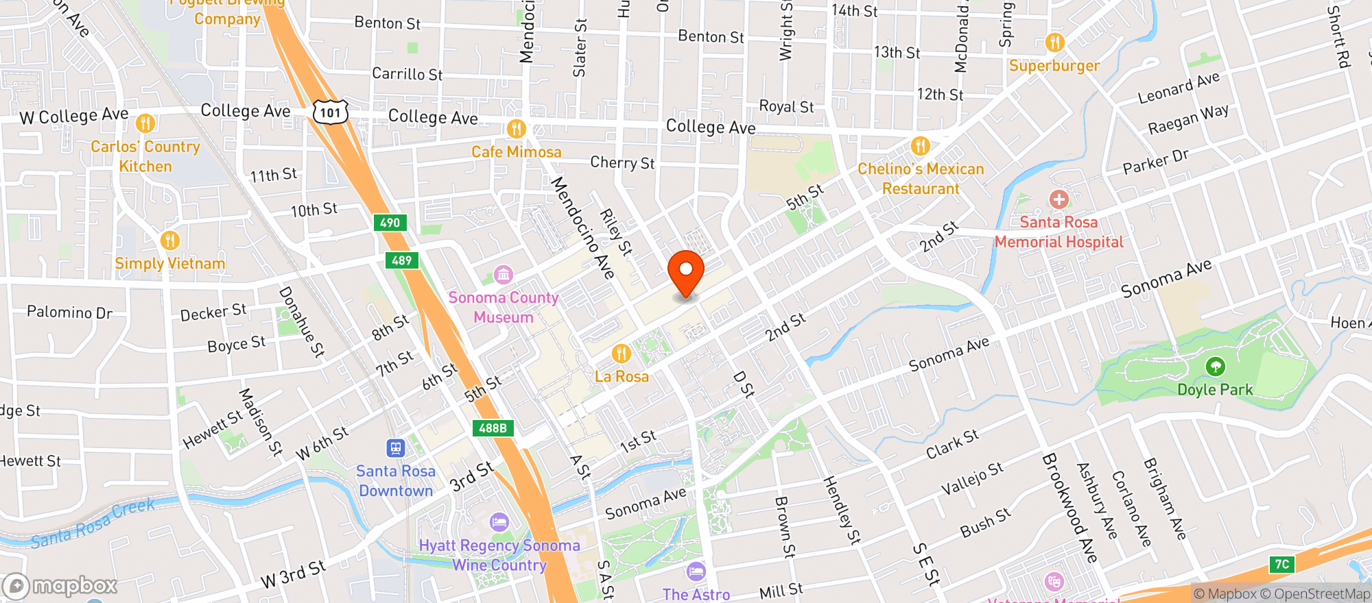 Map showing J & A Lounge