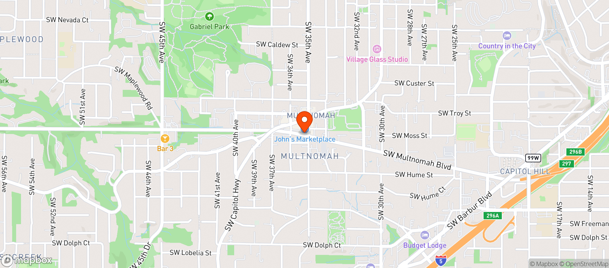 Map showing JOHNS MARKETPLACE OFF PREMISE