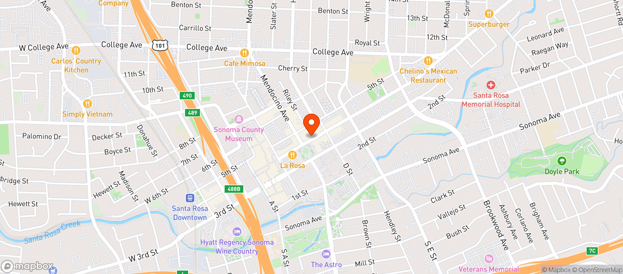 Map showing Carmens Bistro & Bar