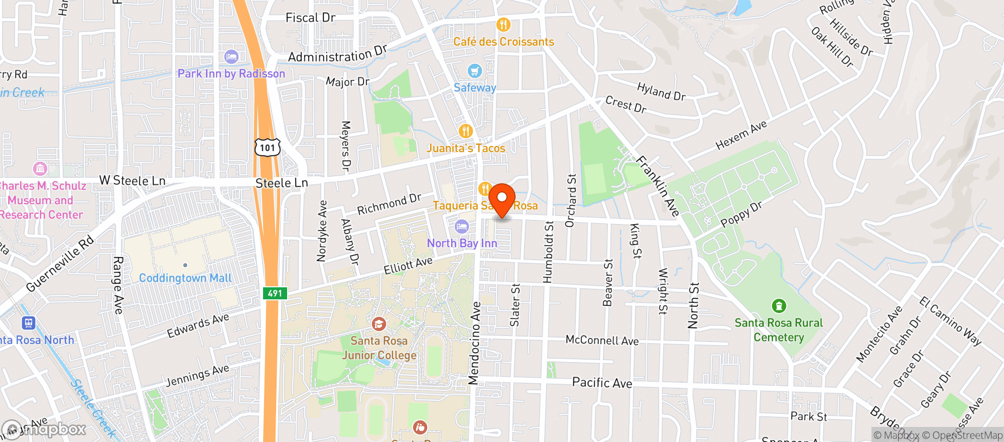 Map showing Campus Market