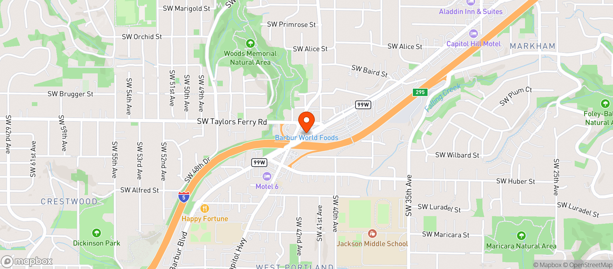Map showing Barbur Liquor #0139