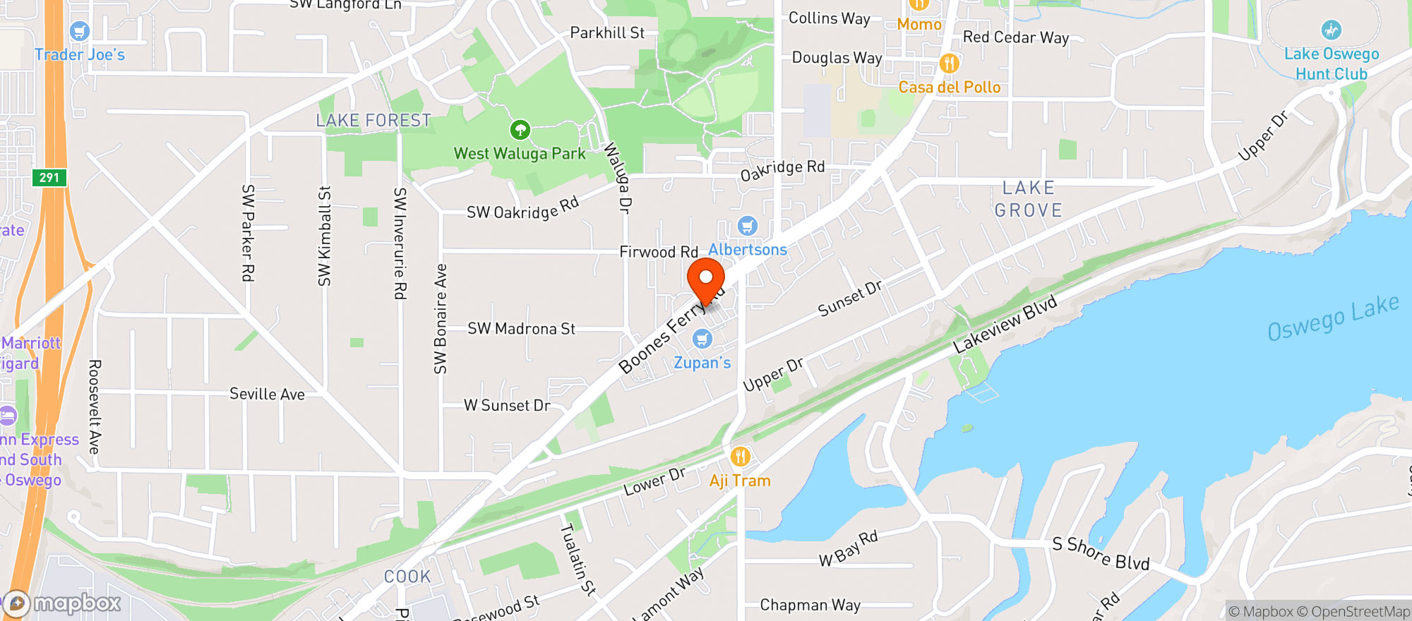 Map showing Zupan's Market - Lake Grove