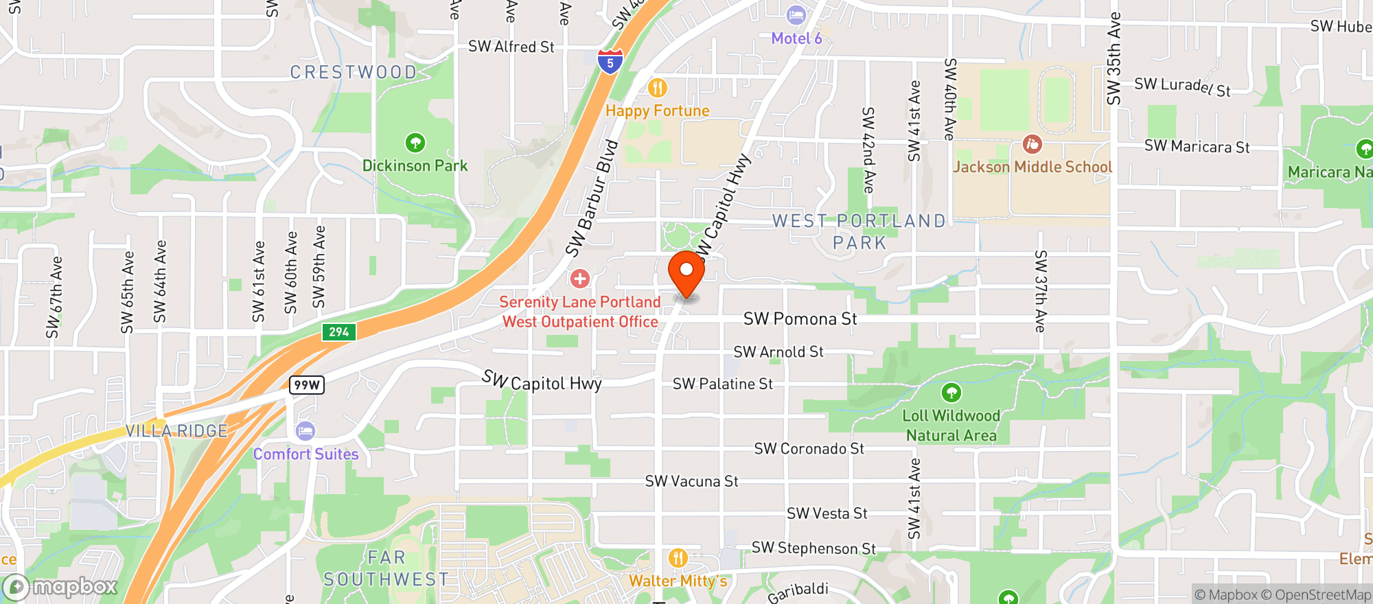 Map showing Capitol Hwy Deli Market