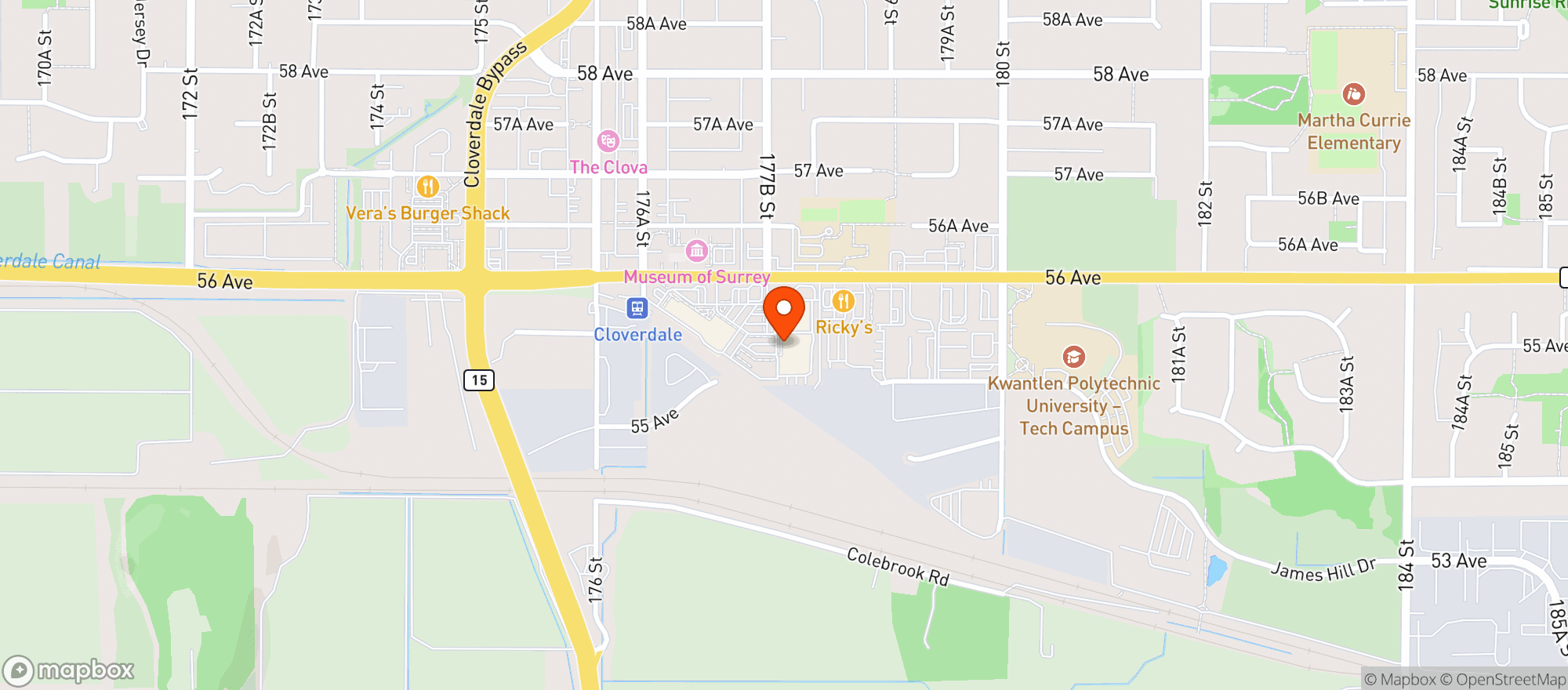 Map showing BCLIQUOR Cloverdale