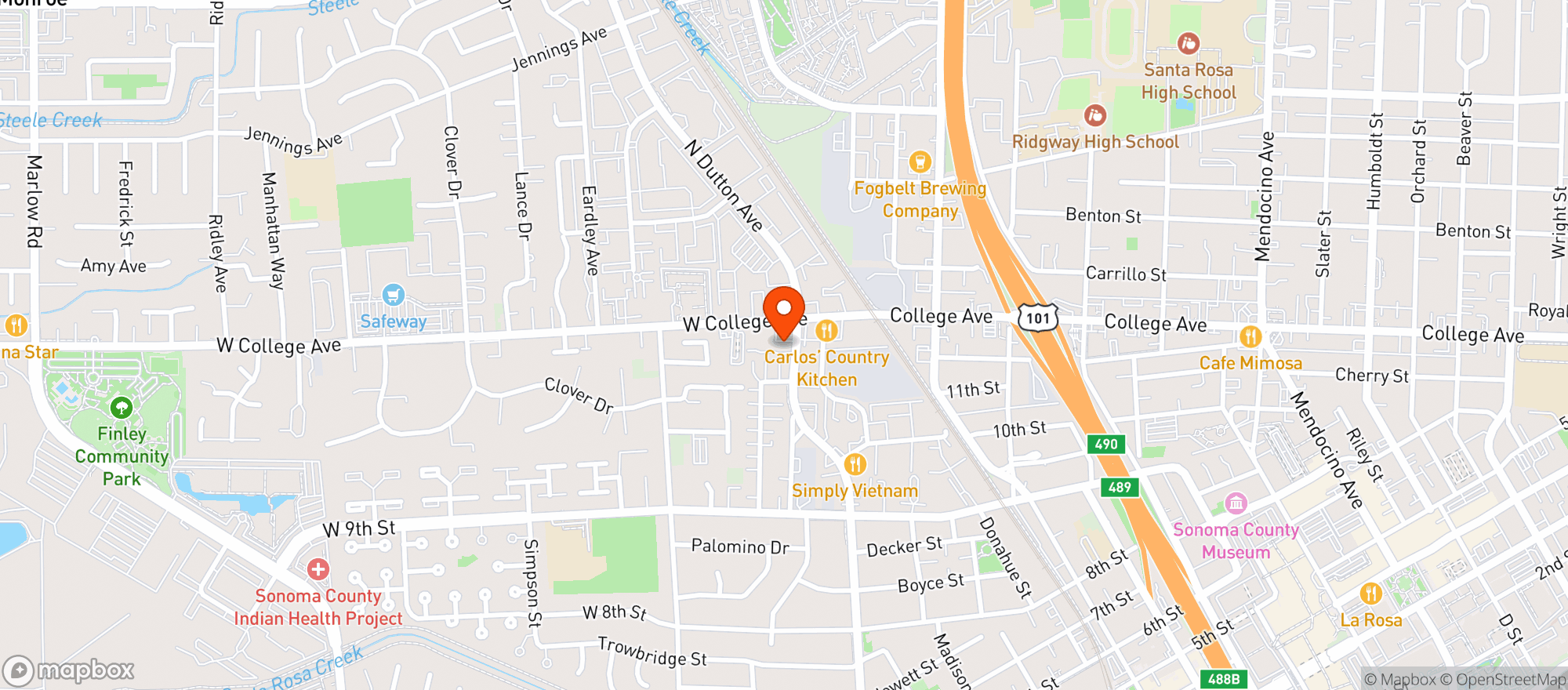 Map showing SPARC Santa Rosa