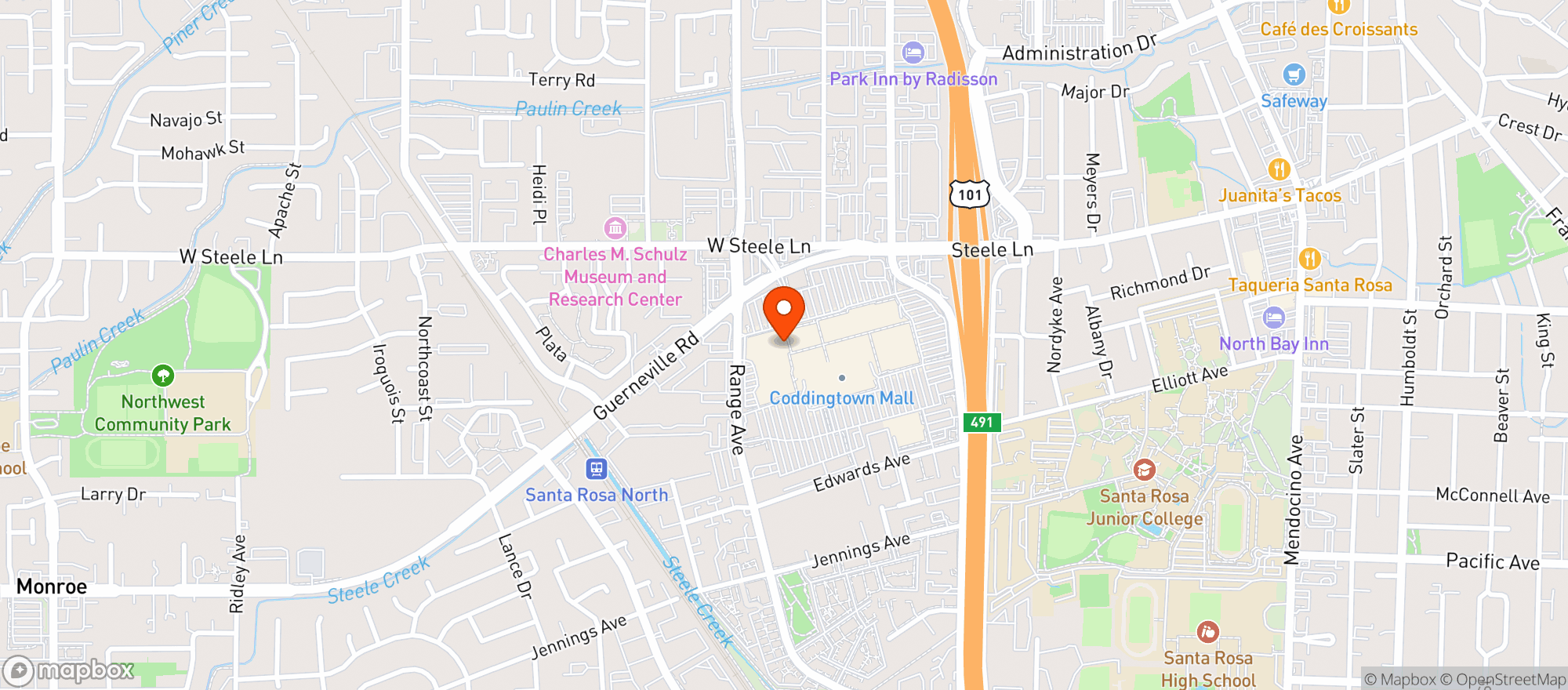 Map showing Whole Foods Market - Coddingtown