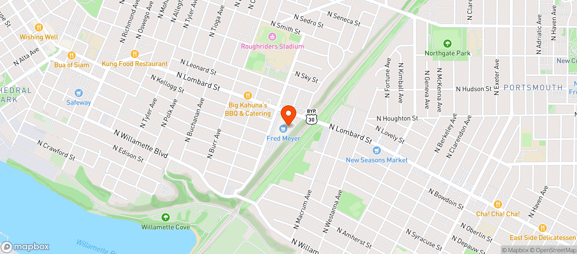 Map showing Fred Meyer