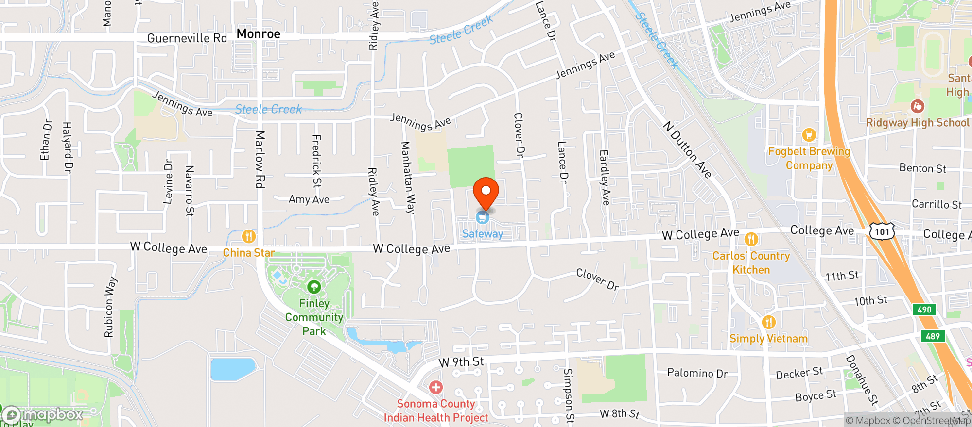 Map showing Safeway